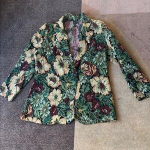SHEIN Sz XL multicolor floral tapestry blazer jacket flower print